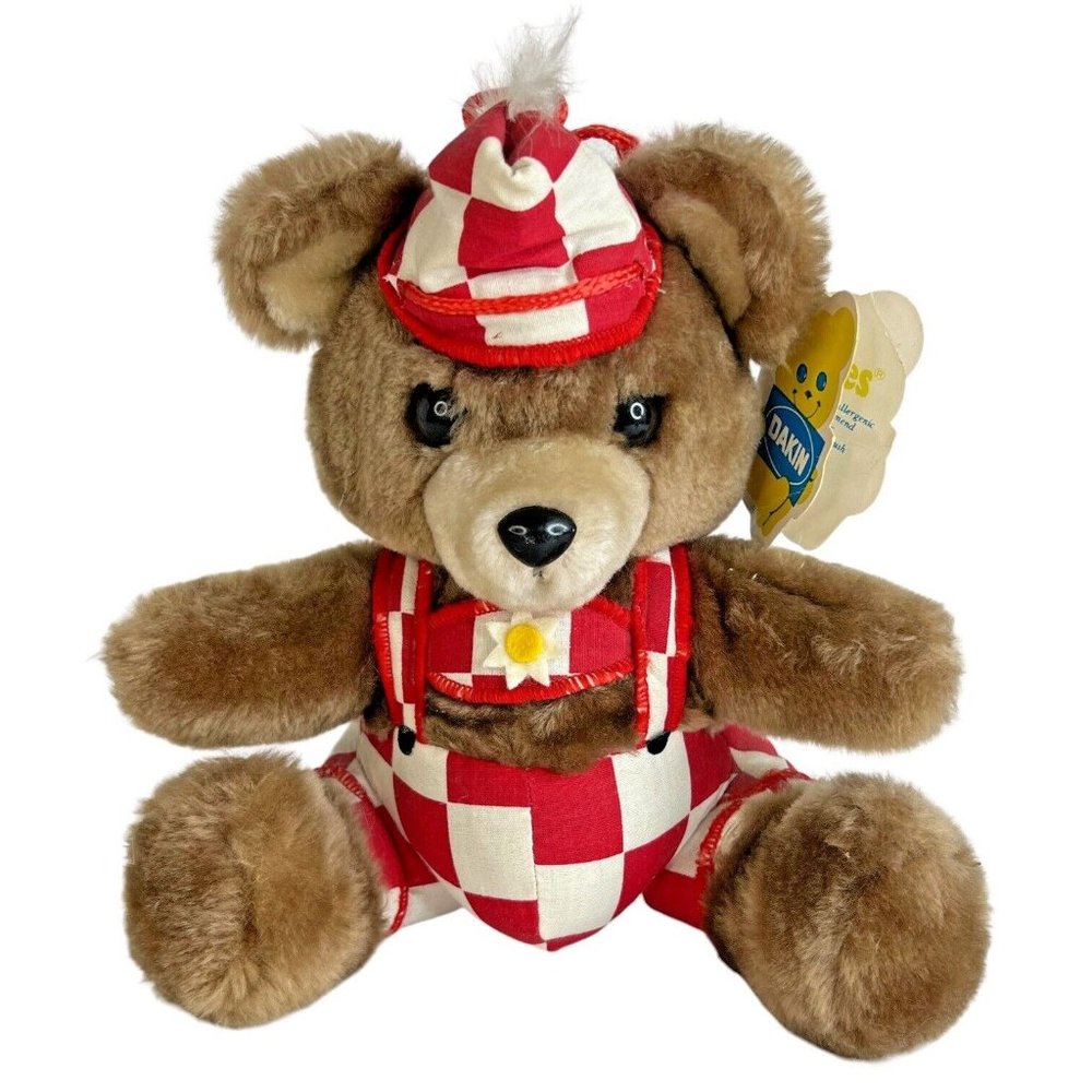1979 DAKIN Purina Ralston Bear Plush Brown Teddy‎ Stuffed Animal Toy Red White